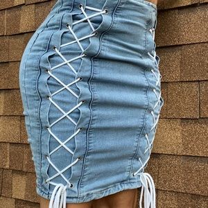 SHEIN Jean lace up skirt